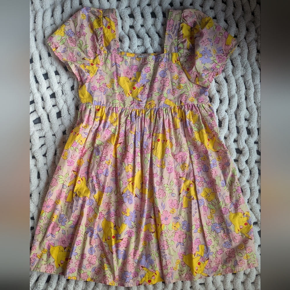 Pokemon Pink Floral Pikachu Sundress with Yellow Accents